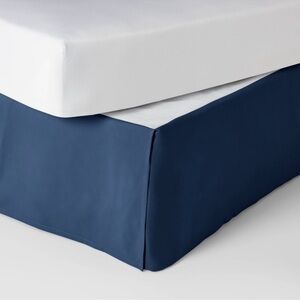 NEW Pillowfort Navy Blue Simple Pleat Bedskirt, Full